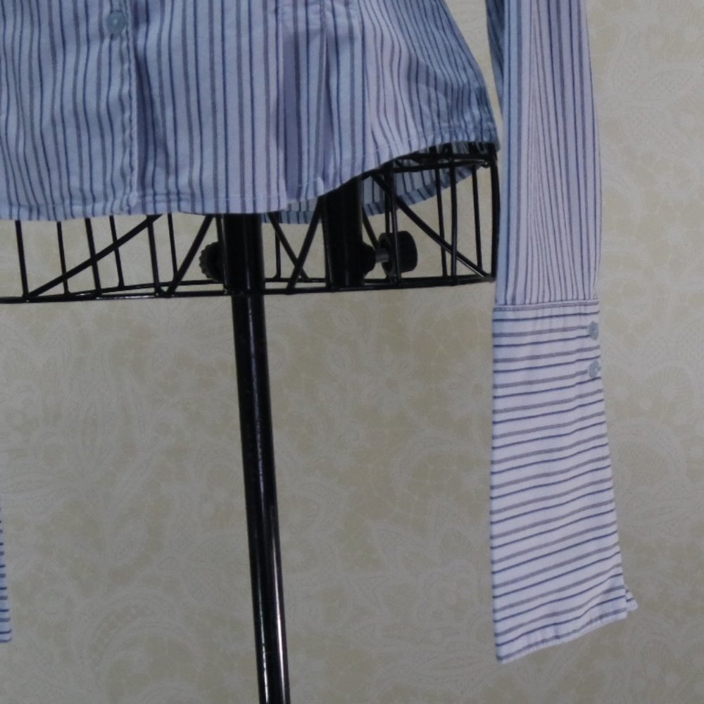 SO..SO REAL SO RIGHT  Blue Striped V-Neck Button Close - Picture 9 of 16